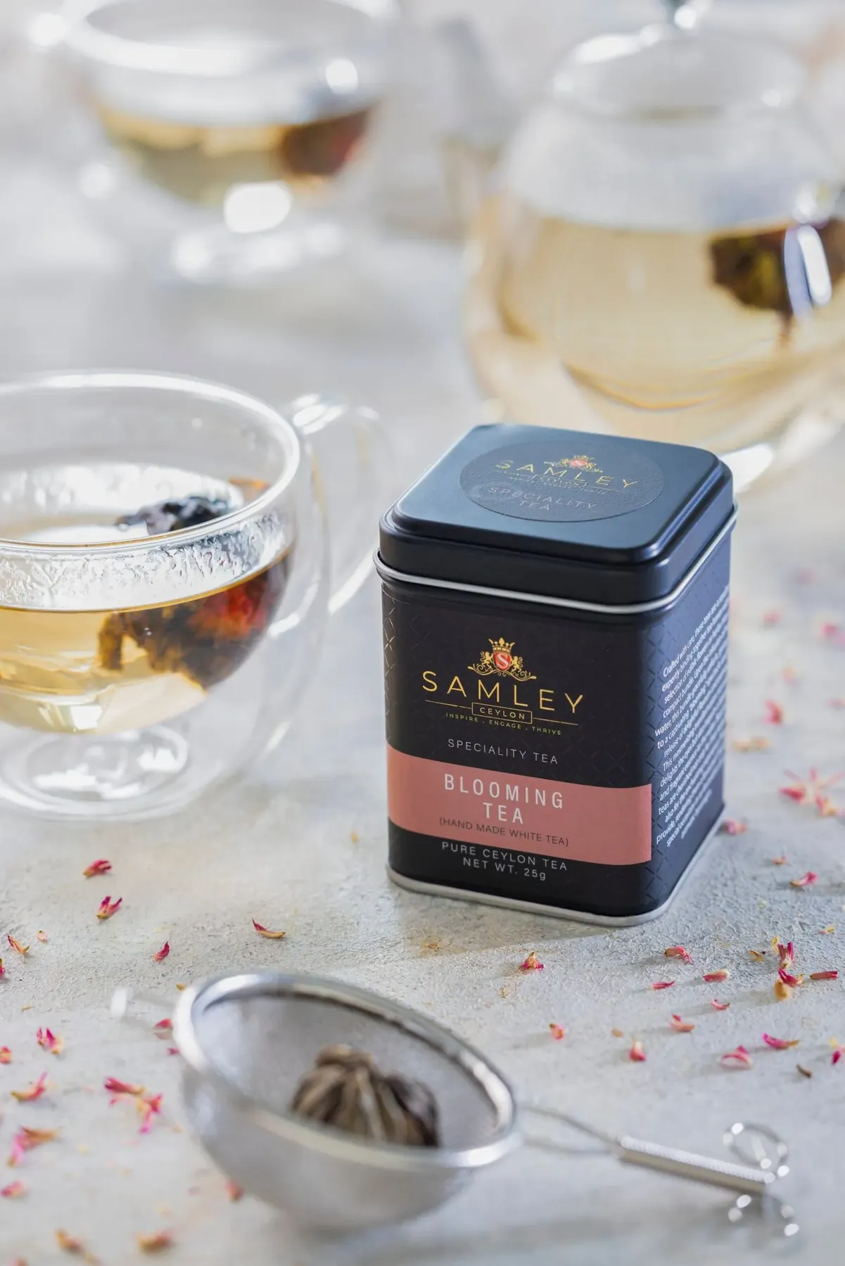 Premium Samley Ceylon tea packaging styled for e-commerce